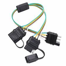 4 way flat trailer connectors you will find this style connector on small utility trailers and campers that do not require brakes as well as basic towed vehicle wiring kits. Flat 4 Way 4 Pin Trailer Y Splitter Harness Adapter For Led Tailgate Light Bar For Sale Online Ebay