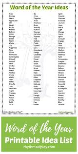 Word Of The Year Ideas With Printable List Single Word Quotes Words To Use Single Words