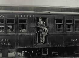 Railway Post Office Clerk In Mail Car Baltimore And Ohio Railroad Post Office Old Trains