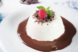 Panna Cotta With Chocolate Sauce Italian Recipes Dessert Food Chocolate Sauce Recipes