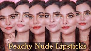 Peachy lips of nude