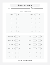 M (oz) = m (lb) × 16. Printable Primary Math Worksheet For Math Grades 1 To 6 Based On The Singapore Math Curriculum