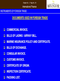 The insured person and any claimant under this insurance may request a copy of the certificate issued by the department of foreign affairs and international trade of the canadian government, advising. Instruments Of Foreign Trade Bill Of Lading Invoice