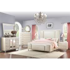 Wide choice of white bedroom furniture and bedroom sets in white at ny furniture outlets. Off White Finish Wood King Bedroom Set 5pcs Contemporary Cosmos Furniture Chanel Chanel K Set 5