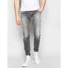 Diesel Jeans Sleenker 672j Skinny Fit Stretch Distressed Light Grey Wash Super Skinny Jeans Men Grey Jeans Men Ripped Jeans Men