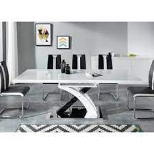Shiva Table A Manger Extensible De 8 A 10 Personnes Style Contemporain Laque Blanc Brillant Avec Socl Table A Manger Extensible Table A Manger Decoration Salon