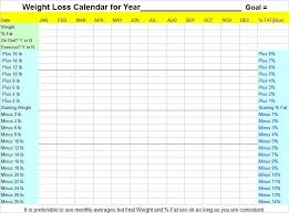Weight Loss Calendar