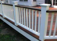 Wooden Porch With White Posts And Railings Deck Rails Solid White Vinyl Rails Ipe Rails Deck Colors Deck Railings Vinyl Railing
