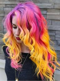 Same But With A Darker Pink Instead Of Yellow Bright Hair Colors Sunset Hair Multicolored Hair
