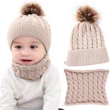 Personality warm striped knitting scarf. Winter Parent Child Warm Double Thickening Hat Scarf Gloves Three One Piece Cap Ball Cold Weather Girls Abcdroni It