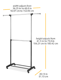 Free shipping on selected items. Buy Whitmor Adjustable 2 Rod Garment Rack Rolling Clothes Organizer Black Chrome 20 13 X 36 25 X 73 0 Online In Vietnam 15104317