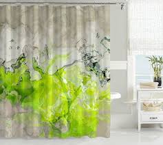 Contemporary Shower Curtain Abstract Art Bathroom Decor Lime Green And Warm Gray Shower Curtai Green Shower Curtains Gray Shower Curtains Contemporary Shower