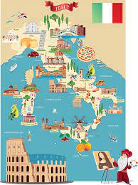 Cartoon Map Of Italy #2 Shower Curtain by Drmakkoy - Photos.com