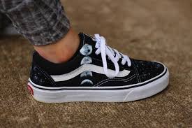 Customizable Black Moon Phase Old Skool Vans I Hand Paint These So You Can Customize Th Vans Black Old Skool Custom Vans Shoes Vans Shoes Fashion