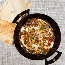 Burnt Aubergine In Spicy Tomato Sauce With Tahini And Pine Nuts Noorishbynoor Spicy Tomato Sauce Tomato Sauce Aubergine