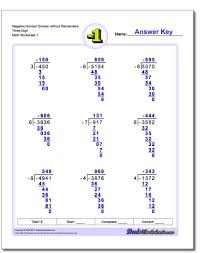 These Negative Numbers Worksheets Will Have Your Kids Working With Positive And Negative Int Long Division Worksheets Division Worksheets Double Digit Division