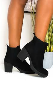 Shop for chunky heel boots online at target. Betty Faux Suede Chunky Heel Boots In Black S Ikrush