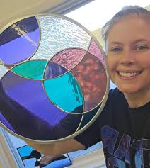 Circle Class! This is one of the most challenging intermediate classes that  I offer. This panel had lots of inside curves, its large in size and it has  a round zinc frame