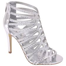 Silver High Heel Strappy Sandal Rhinestone Bridal Prom Wedding Formal Shoes Wildrose Opentoe Clubweddingprombr Homecoming Shoes Prom Heels Silver High Heels
