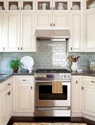 Dec 28, 2020 · whether you have a small kitchen or a large one, a modern kitchen or one with more of a rustic or cottage feel, a white kitchen or a kitchen with color, backsplashes—which cover a portion of or all of kitchen walls—are an ideal spot for adding or defining personality in the kitchen. Antique White Glazed Cabinets Blue Subway Tile More Traditional Rustic Style Kitchen Kitchen Designs Layout Cottage Kitchens Colorful Kitchen Backsplash