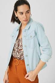 Denim non extensible bleu délavé foncé. Vestes En Jean Pour Femme E Shop C A