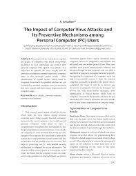 The idea of a computer virus preceded computer networks. Pdf The Impact Of Computer Virus