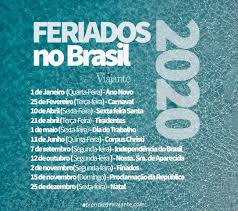 Además, el calendario 2020 suma un nuevo feriado por la asunción del nuevo presidente de la república el 1° de marzo. Feriados 2020 No Brasil Calendario De Feriados Nacionais E Estaduais