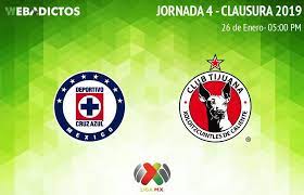 Cruz Azul Vs Tijuana J4 Del Clausura 2019 En Vivo Por Internet Cruz Azul Tijuana Clausura