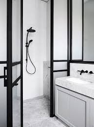 Marble Bathroom With Strong Black Accents Bathroom Trends Small Bathroom Trends Bathroom Interior