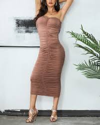 Ruched Design Tube Slinky Dress Tube Dress Classy Dress Slinky Dress