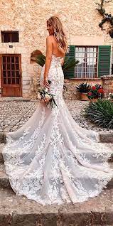 Buy cheap casual beach wedding gowns for your wedding at tbdress. Mermaid Lace Open Back Strapless Neckline With Train Beach Wedding Dresses Ellebelleattire Trouwjurk Kant Bruidsjurk Zeemeermin Trouwjurk