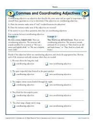 Commas And Coordinating Adjectives Comma Worksheets Coordinate Adjectives Adjectives Adjective Worksheet