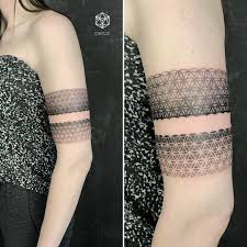 Geometric Pattern Armband Tattoo By Pejczi Polish Tattoo Artist Wrist Band Tattoo Arm Band Tattoo Armband Tattoos For Men