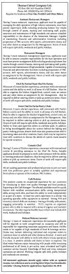 A cover letter for a chef should state which types of cuisine you are familiar with and any specialties you create. Assistant Restaurant Managers Restaurant Managers Chef De Parties Demi Chef De Parties Etc The Royal Gazette Bermuda News Business Sports Events Amp Community