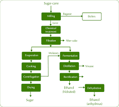 Sugar And Sugarcane Based Bioethanol Production Flowchart