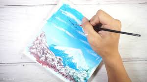 Cherry Blossom And Mountain Fuji Acrylic Painting Acrylic Landscape Pa Landscape Paintings Acrylic Landscape Painting Tutorial Painting Tutorial