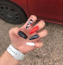 Black And Red Acrylic Nail Ideas Nails Nailart Red Black Camonails Red And White Nails Camo Nails Camo Acrylic Nails