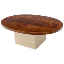 4.5 out of 5 stars. Mid Century Modern Oval Walnut Top Travertine Cube Base Coffee Table At 1stdibs