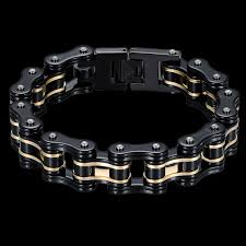 Black And Gold Motorcycle Chain Biker Proud Chain Bracelet Black Gold Bracelets Chain Gold