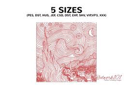 Download Starry Night By Van Gogh Redwork Creative Fabrica SVG Cut Files