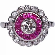 Diamond, ruby, white gold, platinum. Art Deco Ruby And Diamond Target Ring Db Gems