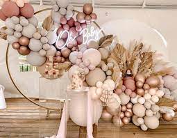 Boho Chic Baby Shower Balloon Installation Baby Shower Balloon Arch Rose Gold Baby Shower Balloon Garland Diy