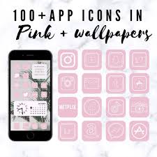 App Icons Pink For Ios 14 Update Aesthetic Pink Ios 14 App Etsy App Icon Homescreen Iphone Apps