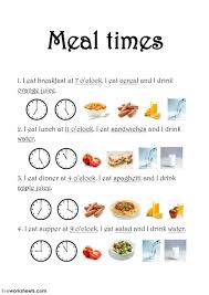 The Food Interactive And Downloadable Worksheet You Can Do The Exercises Online Or Download The Workshe Time Worksheets Meal Time English As A Second Language