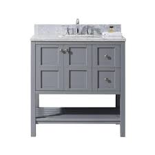Black And White Marble Vanity Tops Virtu Usa Winterfell 36 In W Bath Vanity In Gray With Marble Vanity Top In White With Round Basin Es 30036 Wmro Gr Nm The Home Depot Single Bathroom Vanity Marble Vanity Tops Bathroom Vanity