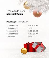 Între orele 07.00 şi 21.00 sau între 08.00 şi 20.00, în funcţie de unitate. Program De Lucru La Magazin Pe Timpul SÄƒrbÄƒtorilor De CrÄƒciun Notino Ro