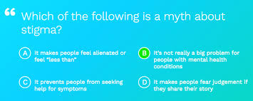 There is only one right answer for each question.please answer based on your existing knowledge of mental illness without the use of other resources. Stigmafree Quiz Results Nami National Alliance On Mental Illness
