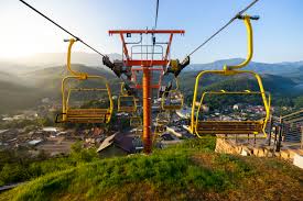 Vintage 1950's top of chair lift, gatlinburg ski resort tennessee tn post card. Gatlinburg Skypark Bear Tracts