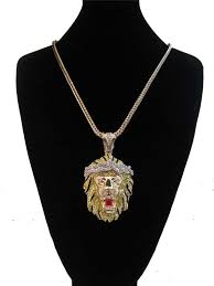 Iced Out Big Sean Lion King Pendant Gold Franco Chain Necklace Hip Hop Rap Gold Chains For Men Chains For Men Gold Chains