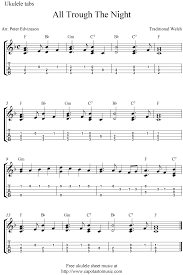 Lyric sheets with chords for 48 songs at a beginner level. All Through The Night Ukulele Sheet Music Ukulele Ukulele Music Ukulele Fingerpicking Songs
